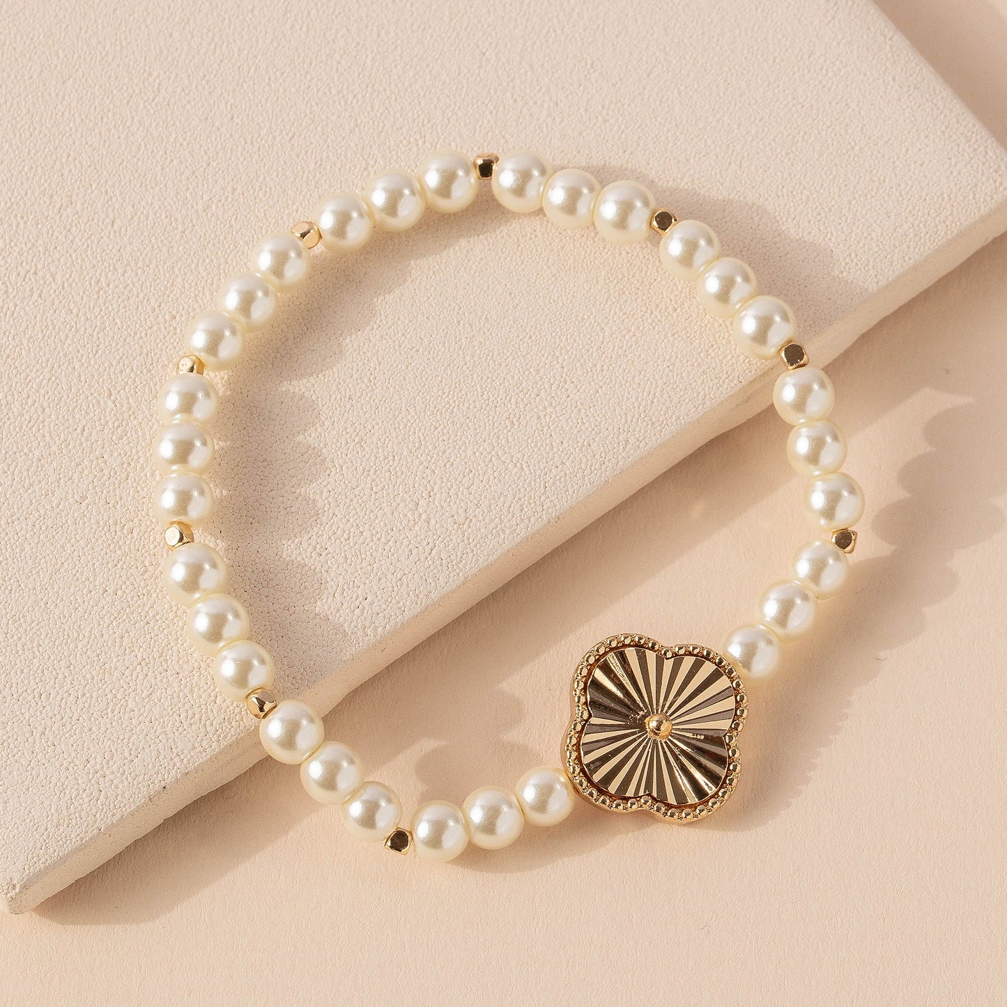 Pearl Bead Quatrefoil Bracelet