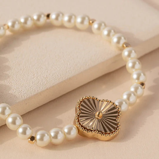 Pearl Bead Quatrefoil Bracelet