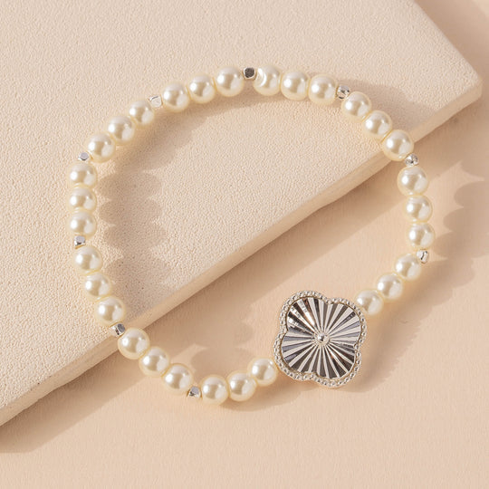 Pearl Bead Quatrefoil Bracelet