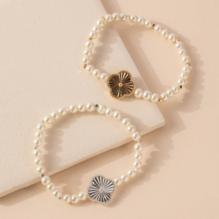 Pearl Bead Quatrefoil Bracelet