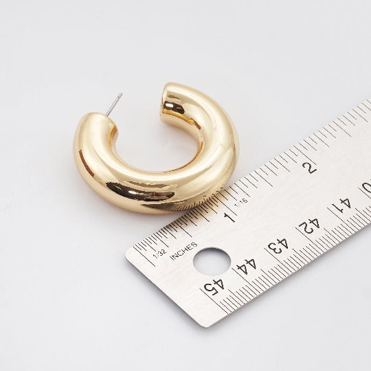 38mm Bold Look Hoop Earring in Yellow Gold Finish Size