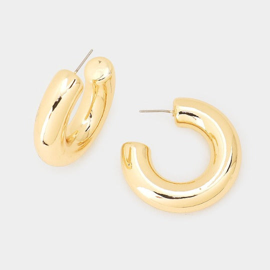 38mm Bold Look Hoop Earring in Yellow Gold Finish 