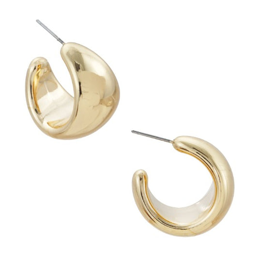 25mm Teardrop Huggies Hoop Earring in Yellow Gold Finish View