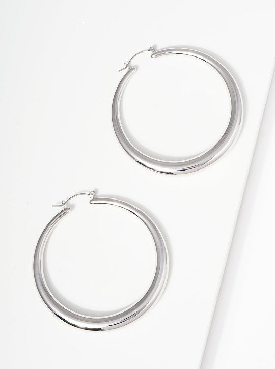 60mm Bold Look Hoop Earring in White Gold View