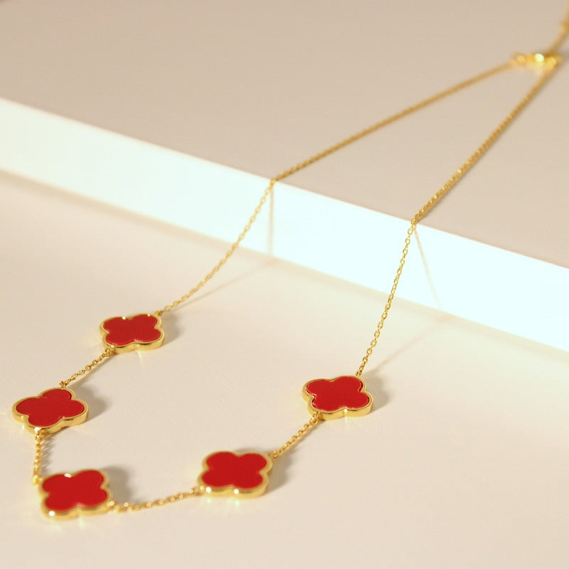 Multi Clover Necklace - Red Color