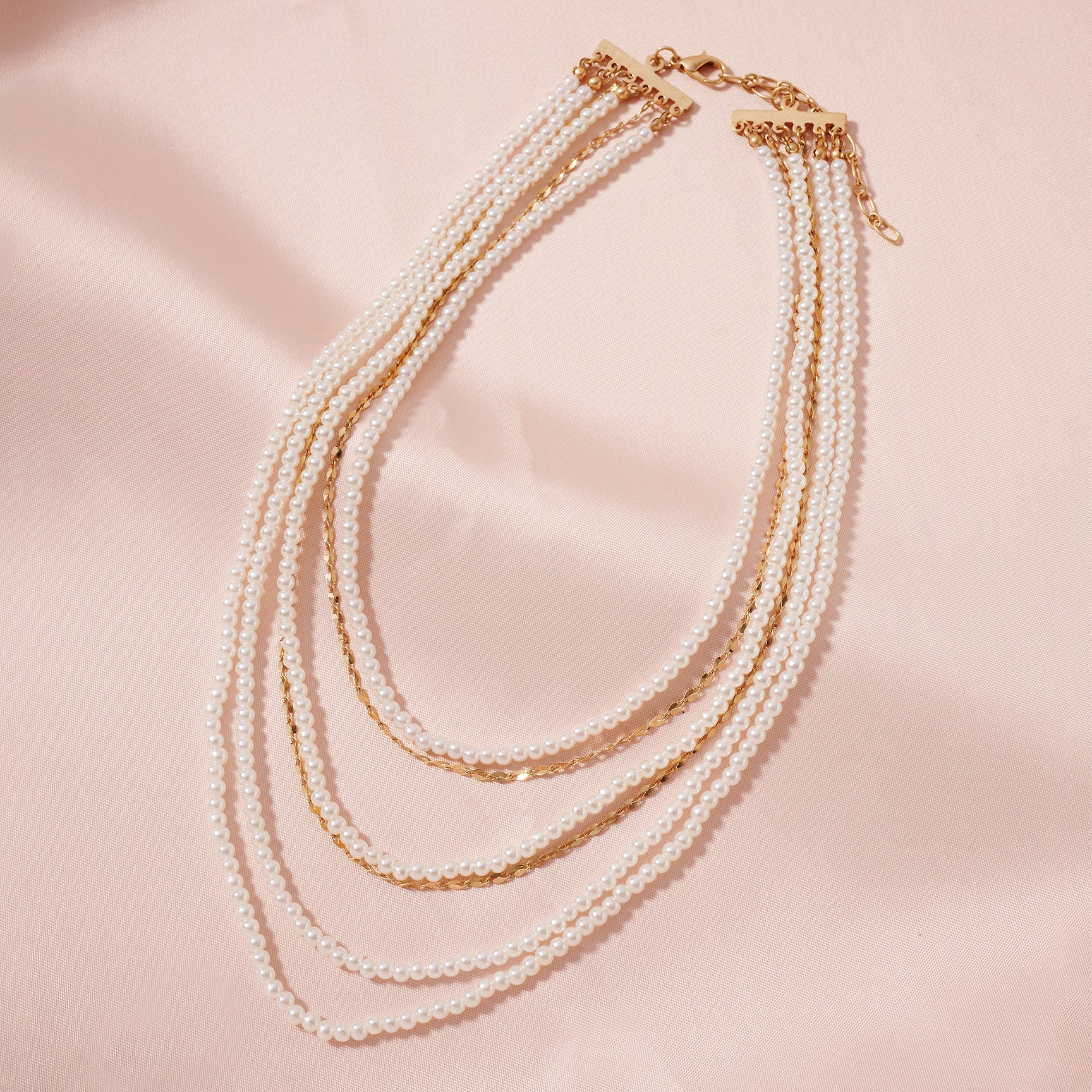 Layered Pearl Chain Necklace