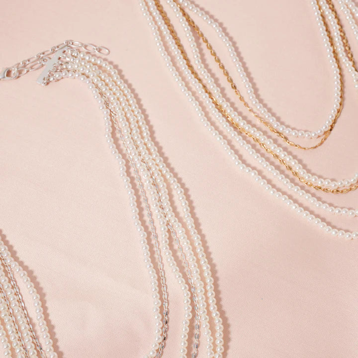 Layered Pearl Chain Necklace