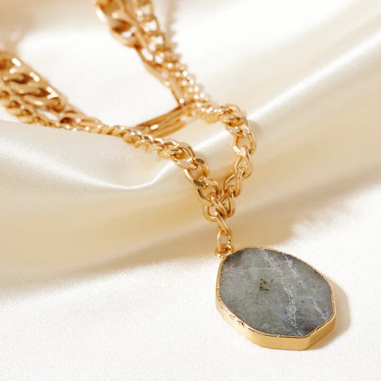 Layered Stone Pendant Necklace