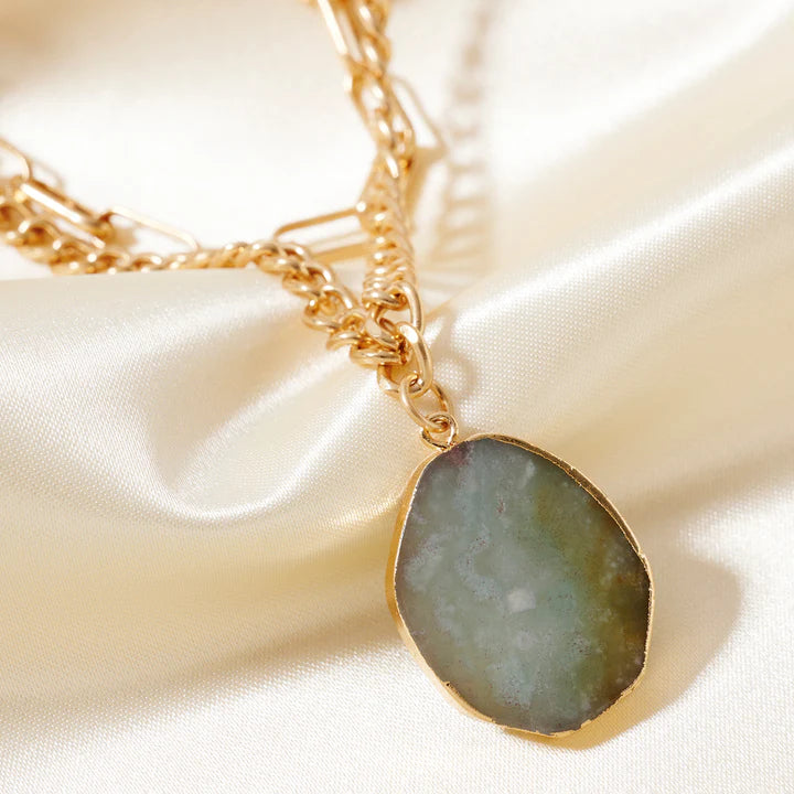 Layered Stone Pendant Necklace