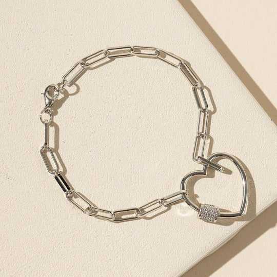 Heart Lock Screw Charm Bracelet