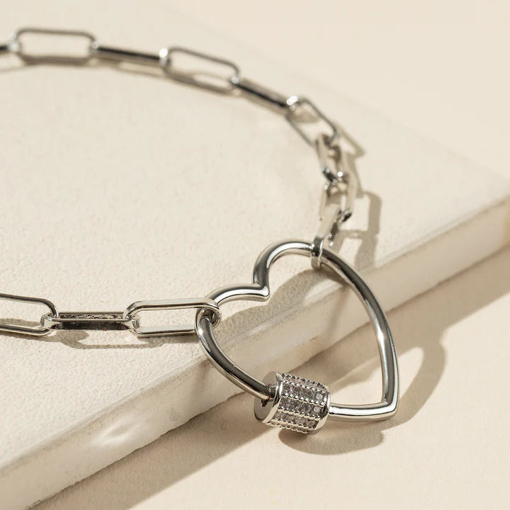 Heart Lock Screw Charm Bracelet