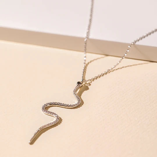 Snake Pendant CZ Short Necklace