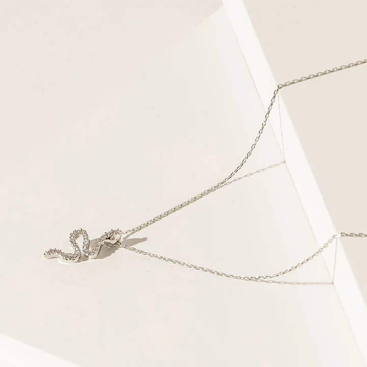 Tiny Snake Cubic Zirconia Charm Necklace