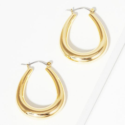 38mm Oval Hoop Earring in Yellow Gold Finish View