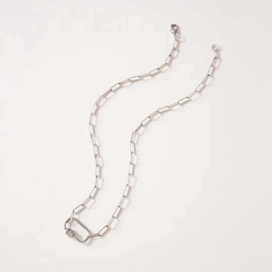 Oval Screw Lock Charm Necklace 