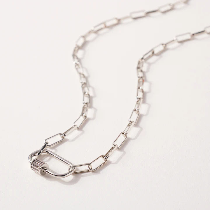 Oval Screw Lock Charm Necklace 