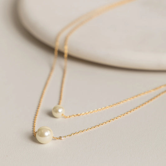 Pearl Charm Double Layered Necklace