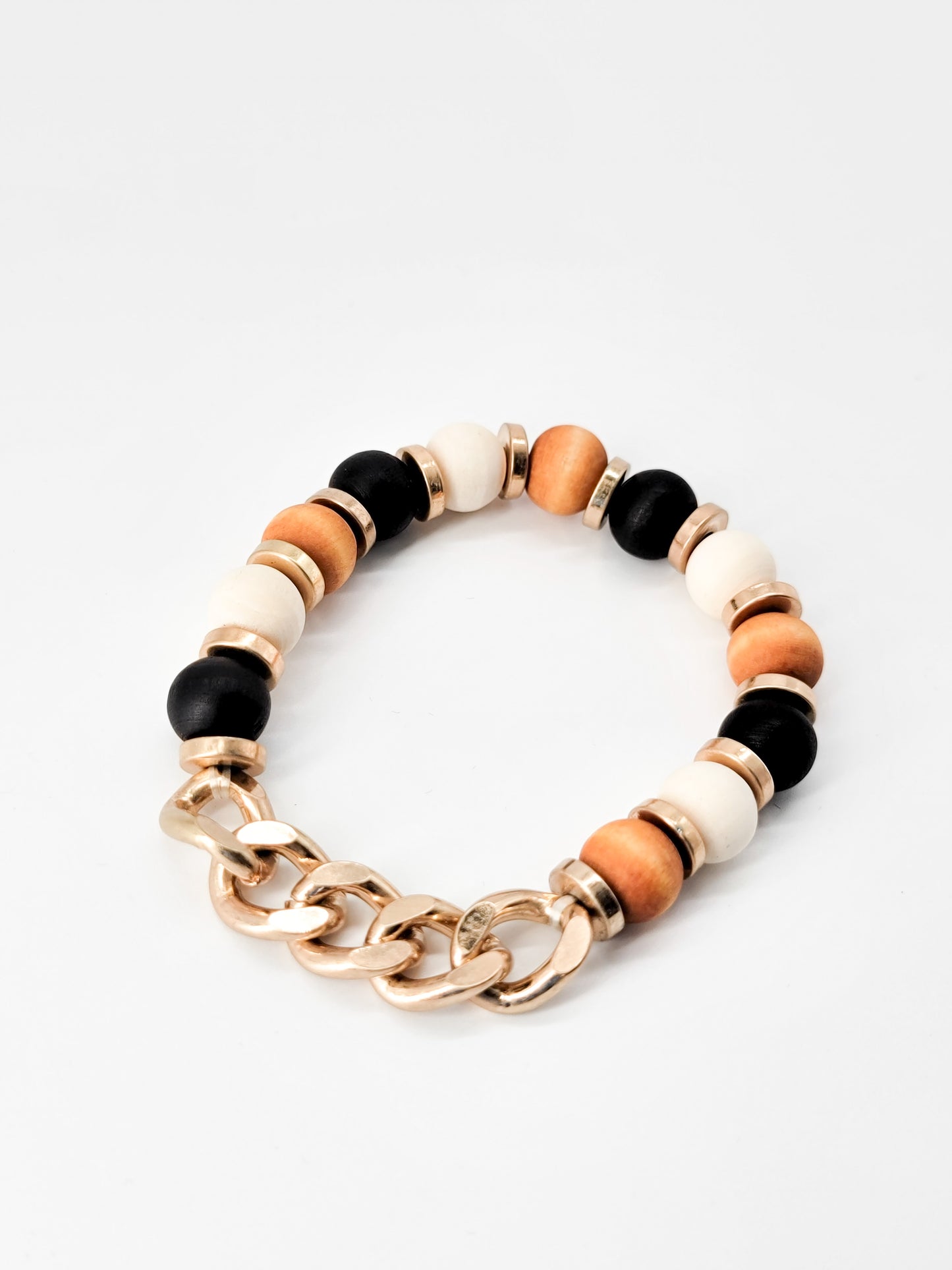 Wooden Beaded Chain Bracelet