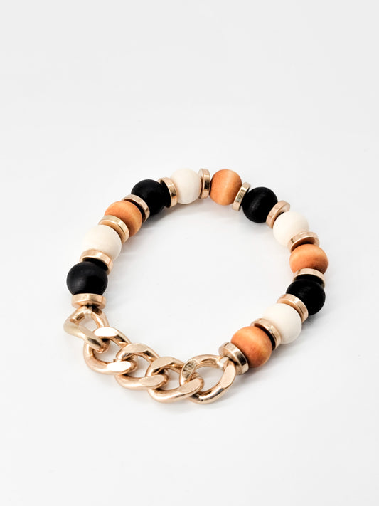 Wooden Beaded Chain Bracelet