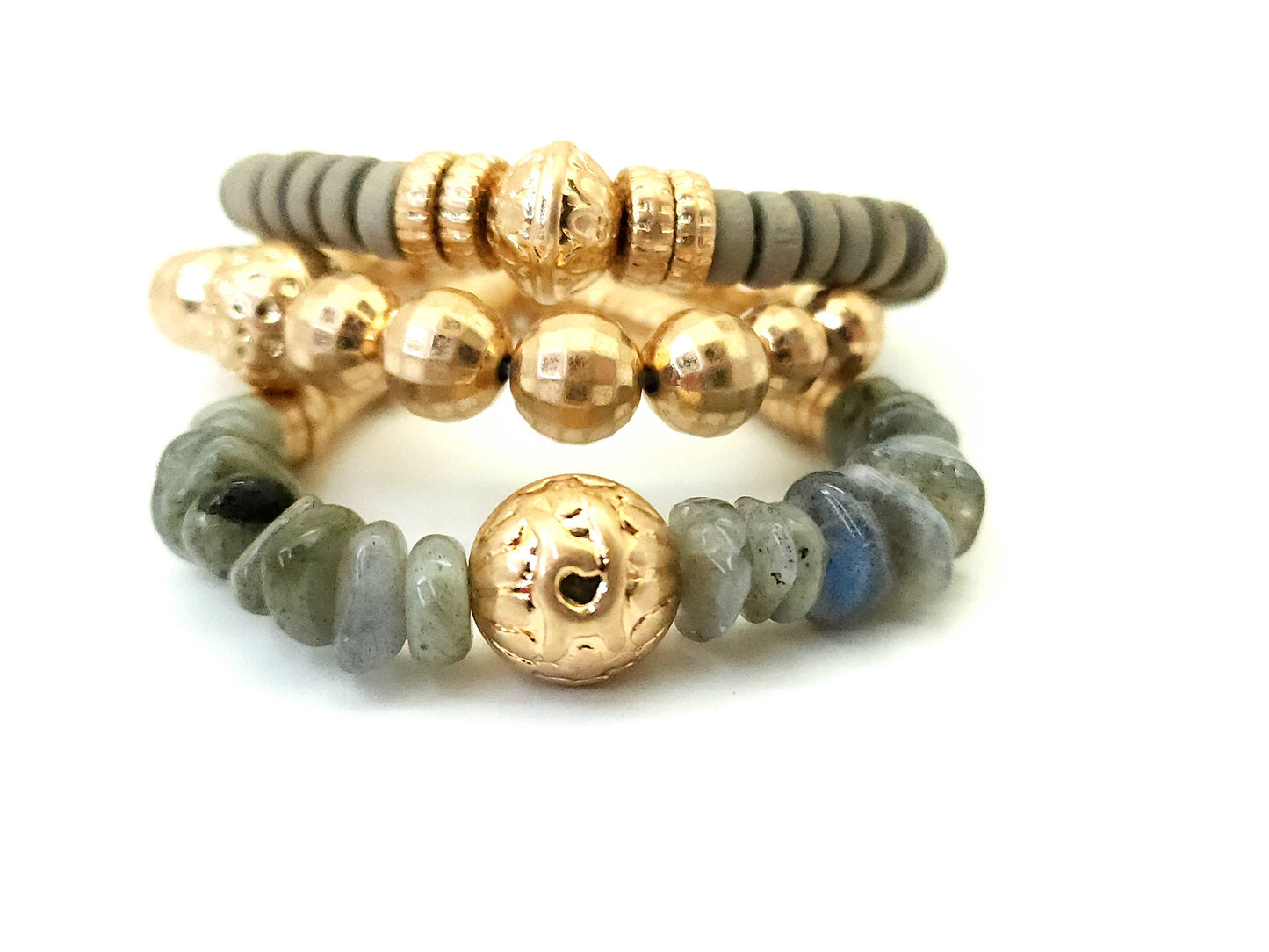 Layered Stone & Glass Bracelet