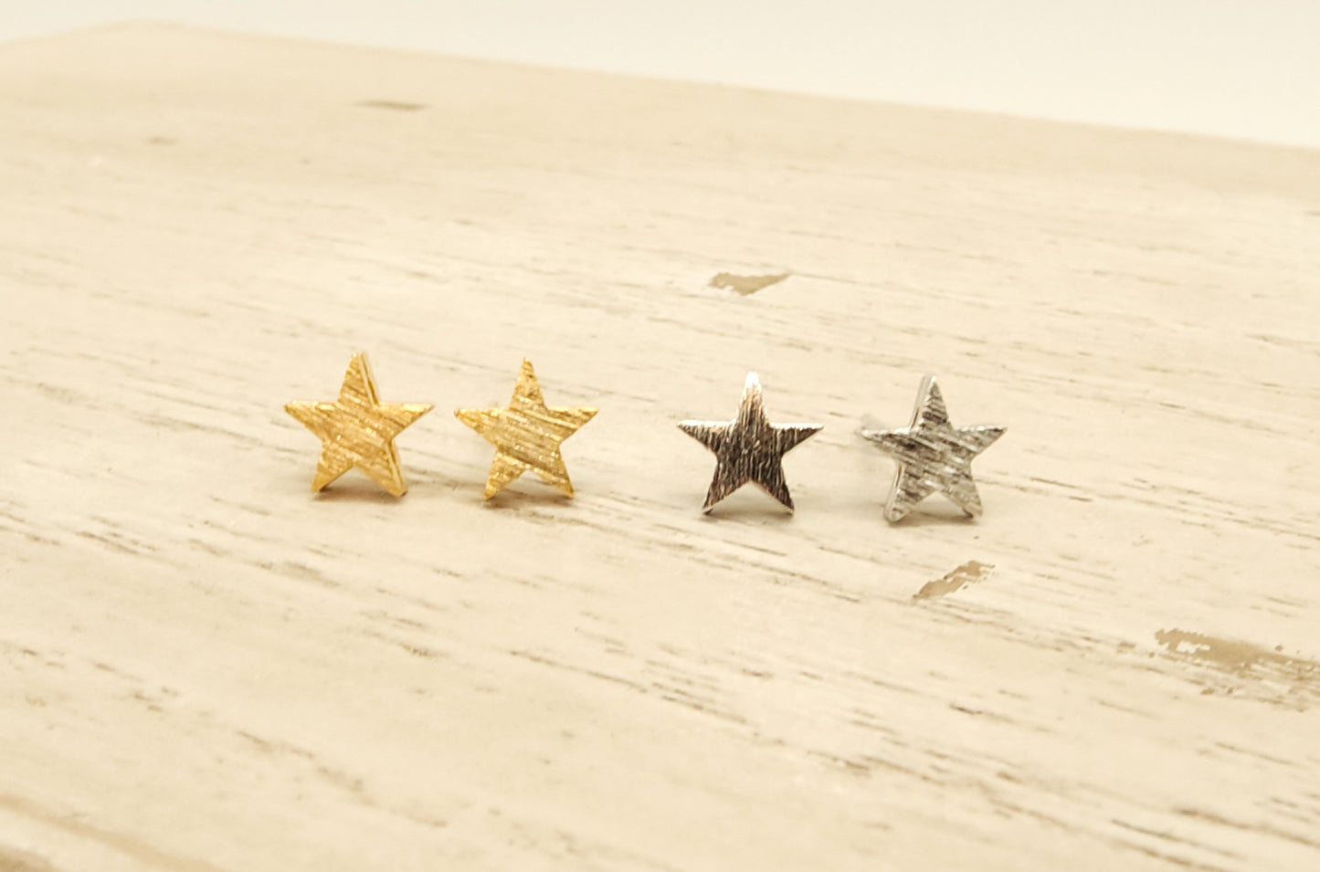 Tiny Brushed Star Earring