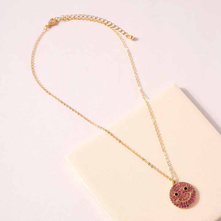 Smiley Face Charm Short Necklace